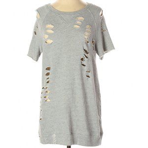 Distressed Edgy Grey Sweatshirt Tunic